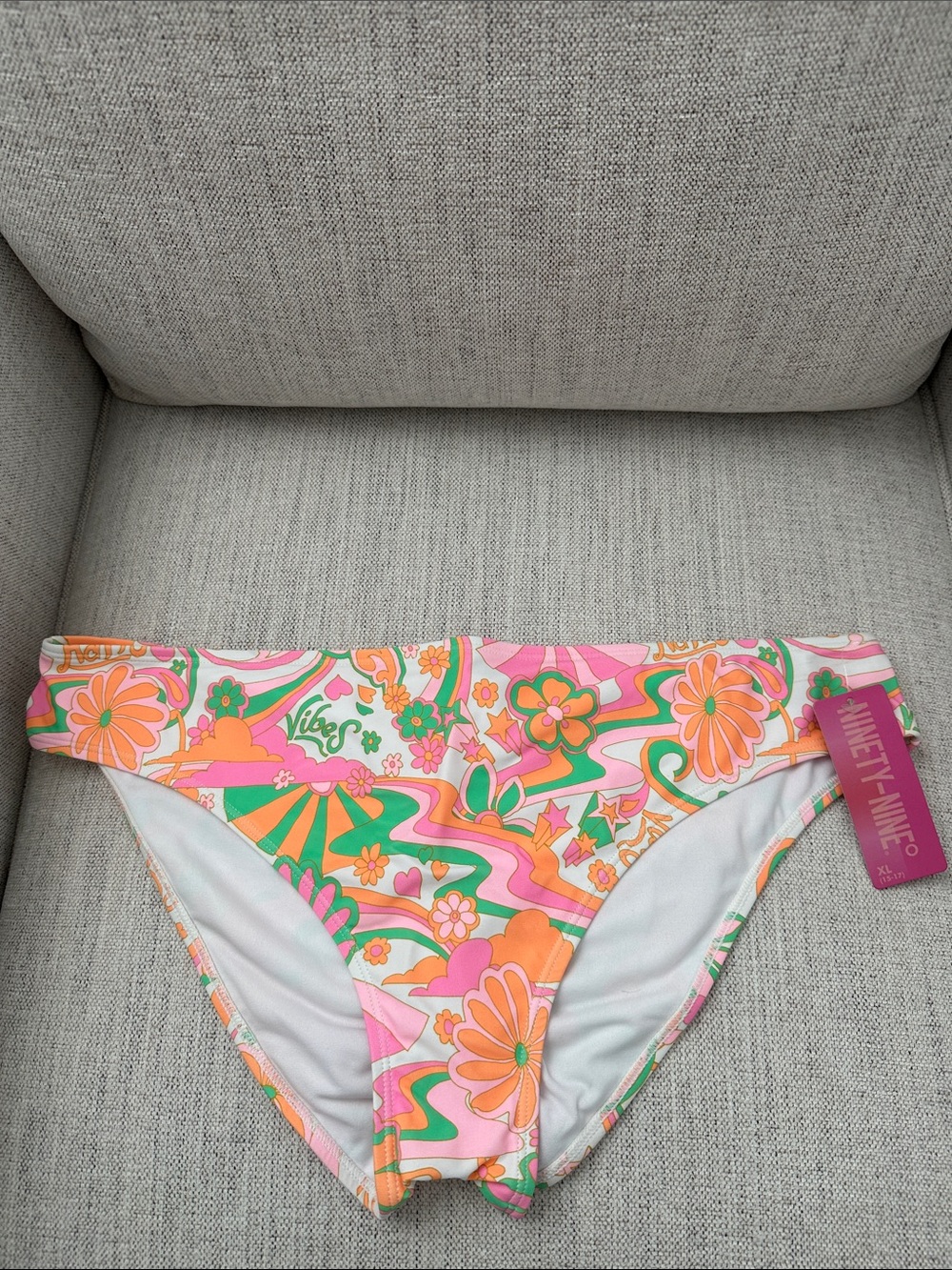 Ninety-Nine Floral Wave Bikini Bottoms - Pink & Orange